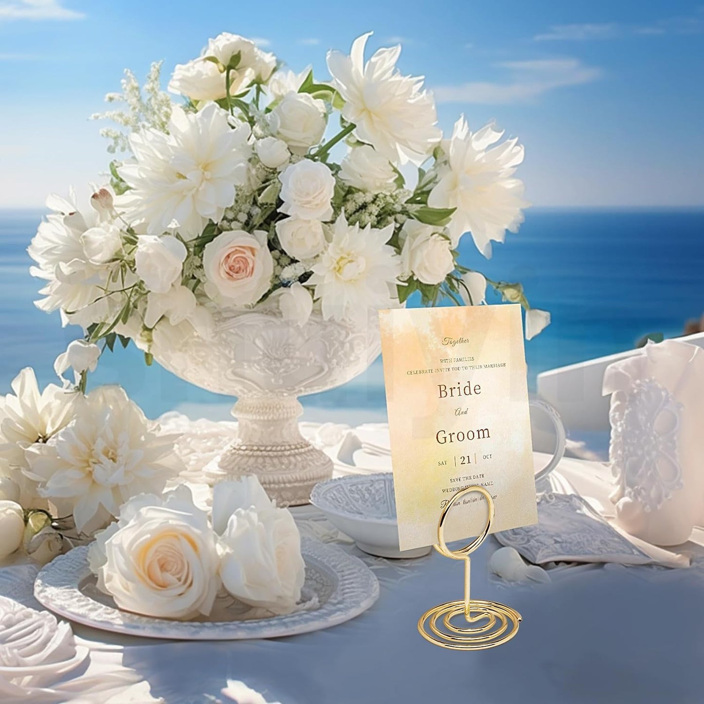 30PCS Table Number Holders Place Card Holder - Photo Holders for Tables, Cards Stand Name Menu Clips,Small Table Sign Holders for Wedding Anniversary Birthday Party (Gold)