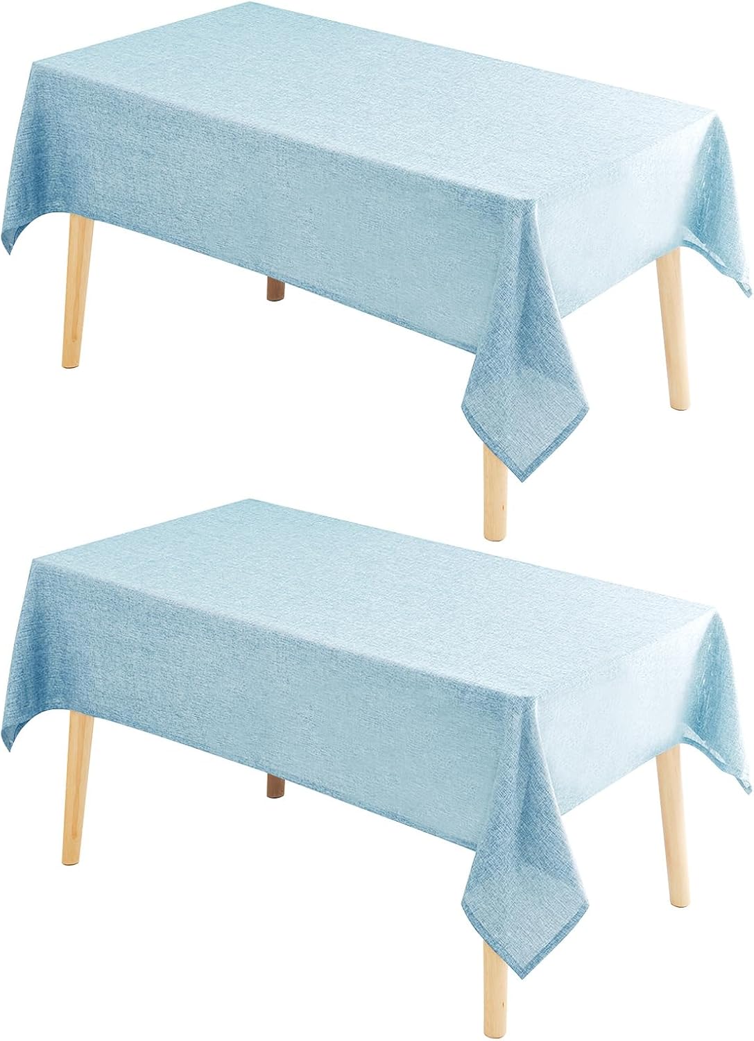 Hiasan 2 Pack Faux Linen Rectangle Tablecloth - Wrinkle and Stain Resistant Washable Table Cloth for Kitchen Dining Room Holiday Table Cover for Dinner, Lux Slate Blue, 70 x 120 Inch