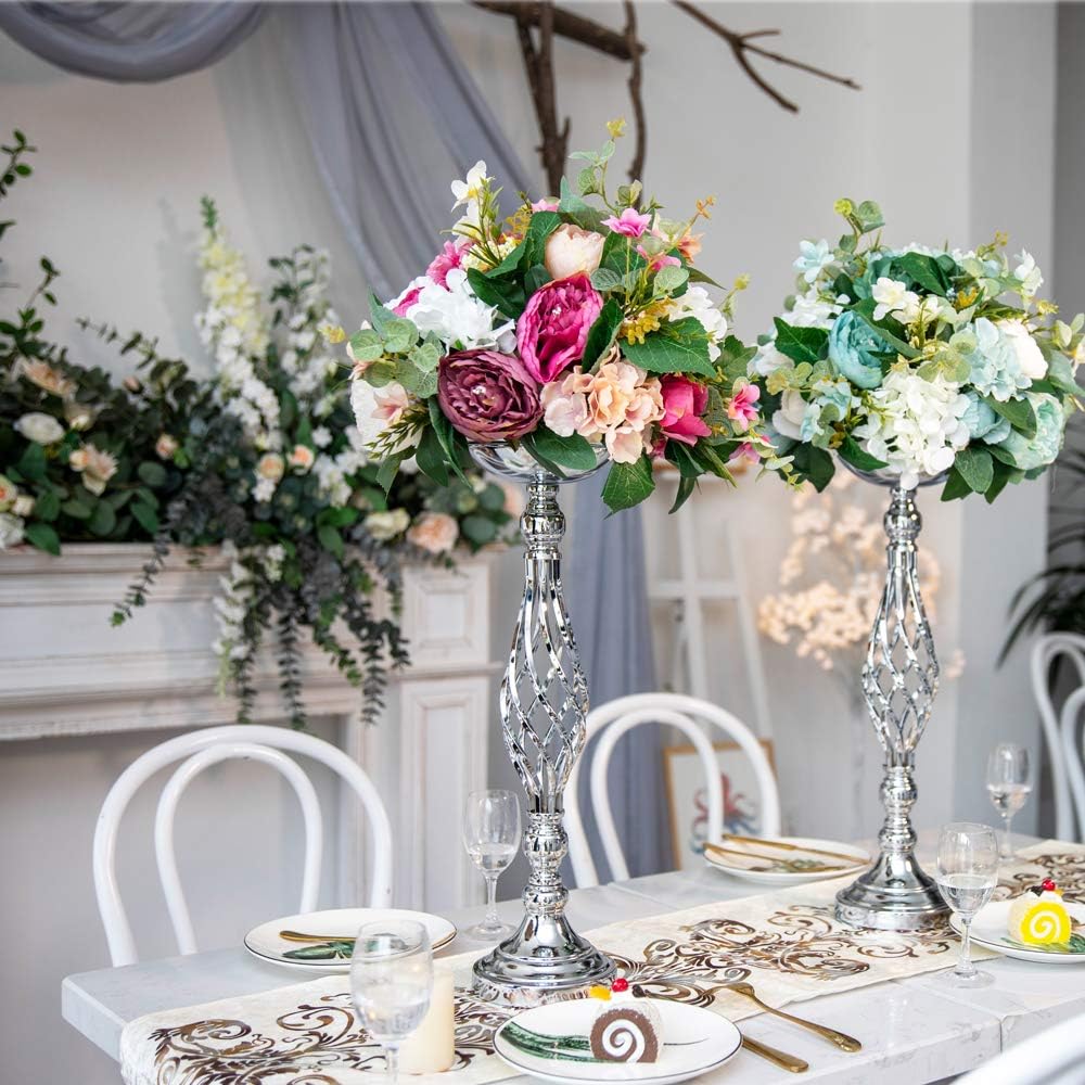 LoveCat Wedding Centerpieces for Reception Tables, Twist Candleholder Stands Ornaments, Metal Centerpieces Wedding T-Stage Road-Leading Scene Decor Home Flower Arrangement Ornaments