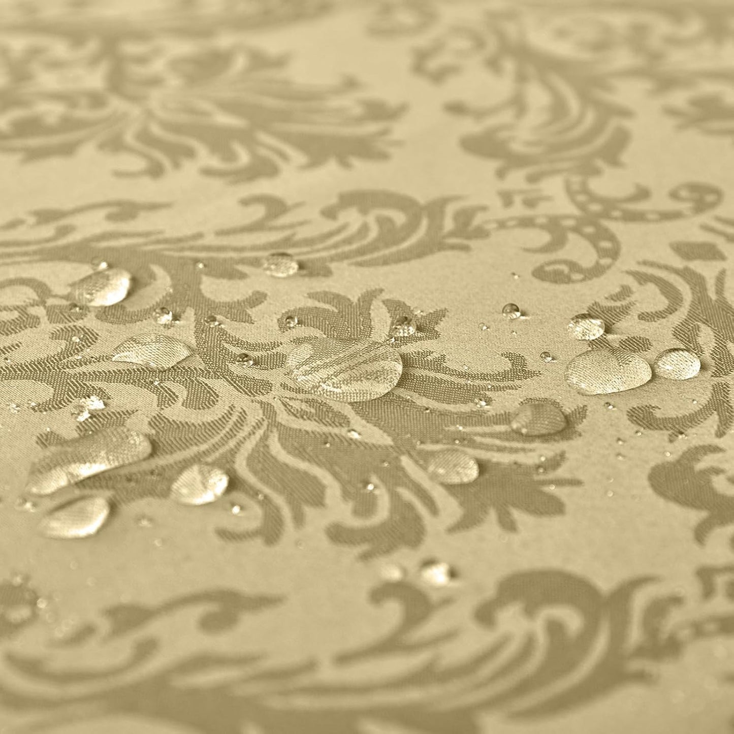 SASTYBALE Rectangle Jacquard Tablecloth - 60 x 120 Inch Spill Proof Wrinkle Resistant Damask Table Cloth, Soft Polyester Oblong Table Cover for Kitchen Parties Farmhouse, Gold
