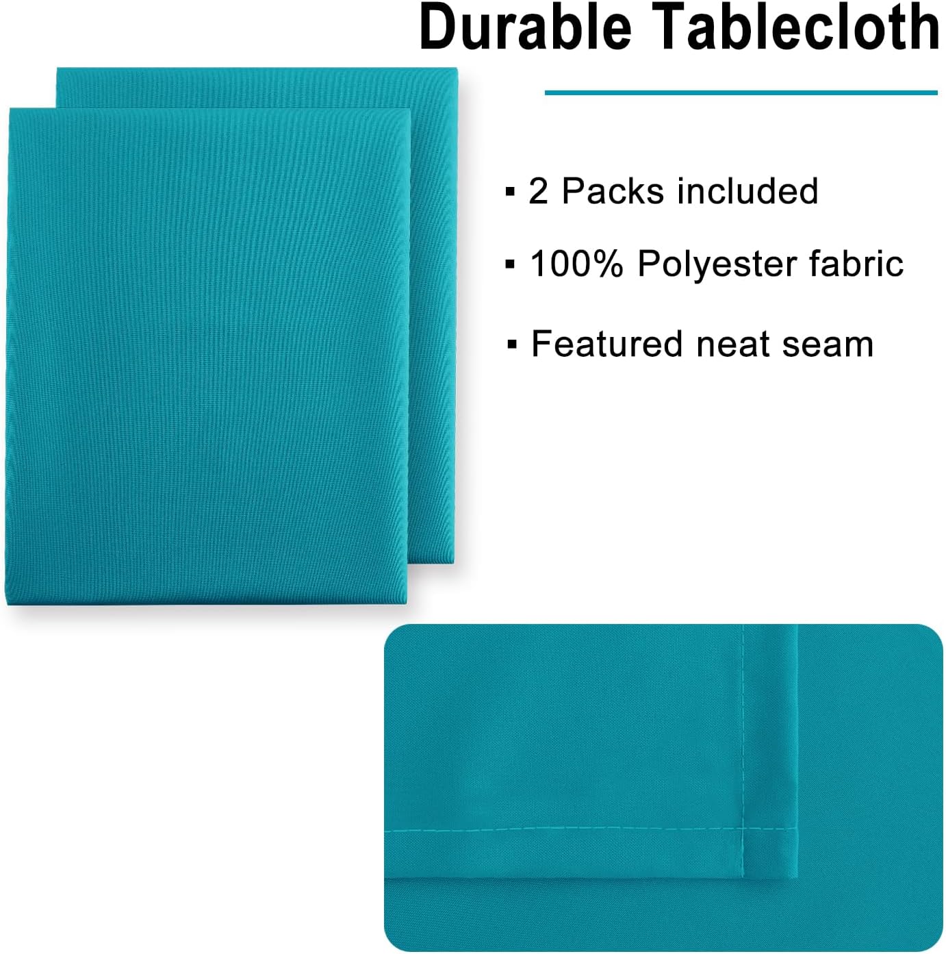 Hiasan 2 Pieces Turquoise Rectangle Tablecloth - Water Resistant and Spillproof Dining Room Washable Fabric Table Cloth for Dining Room, Polyester, 54 x 108 Inch