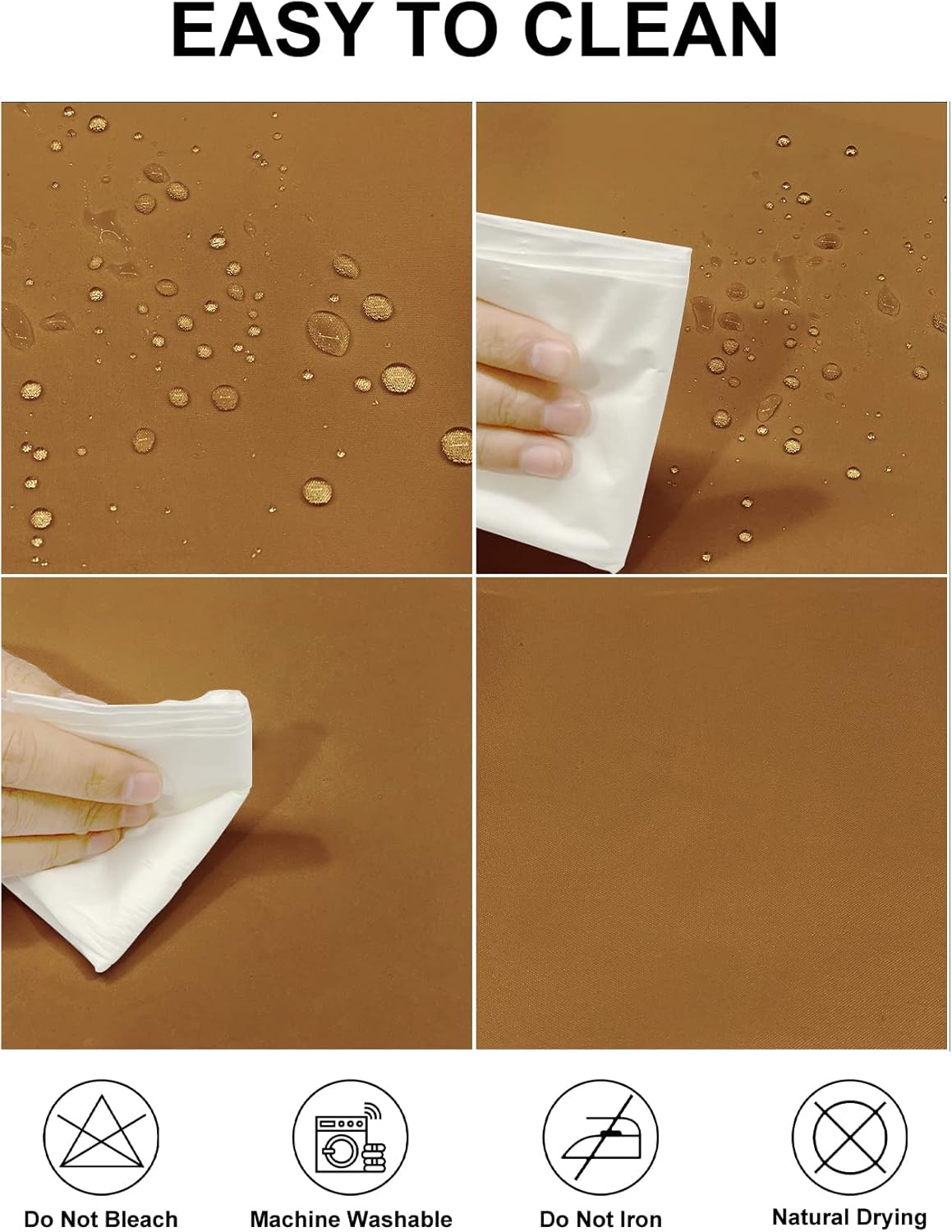 Fokitut 2 Pack Waterproof Square Tablecloth, 90x90 Inch, Stain Resistant and Wrinkle Polyester Table Cloth, Fabric Table Cover for Kitchen Dining, Wedding, Party, Holiday Dinner-Gold