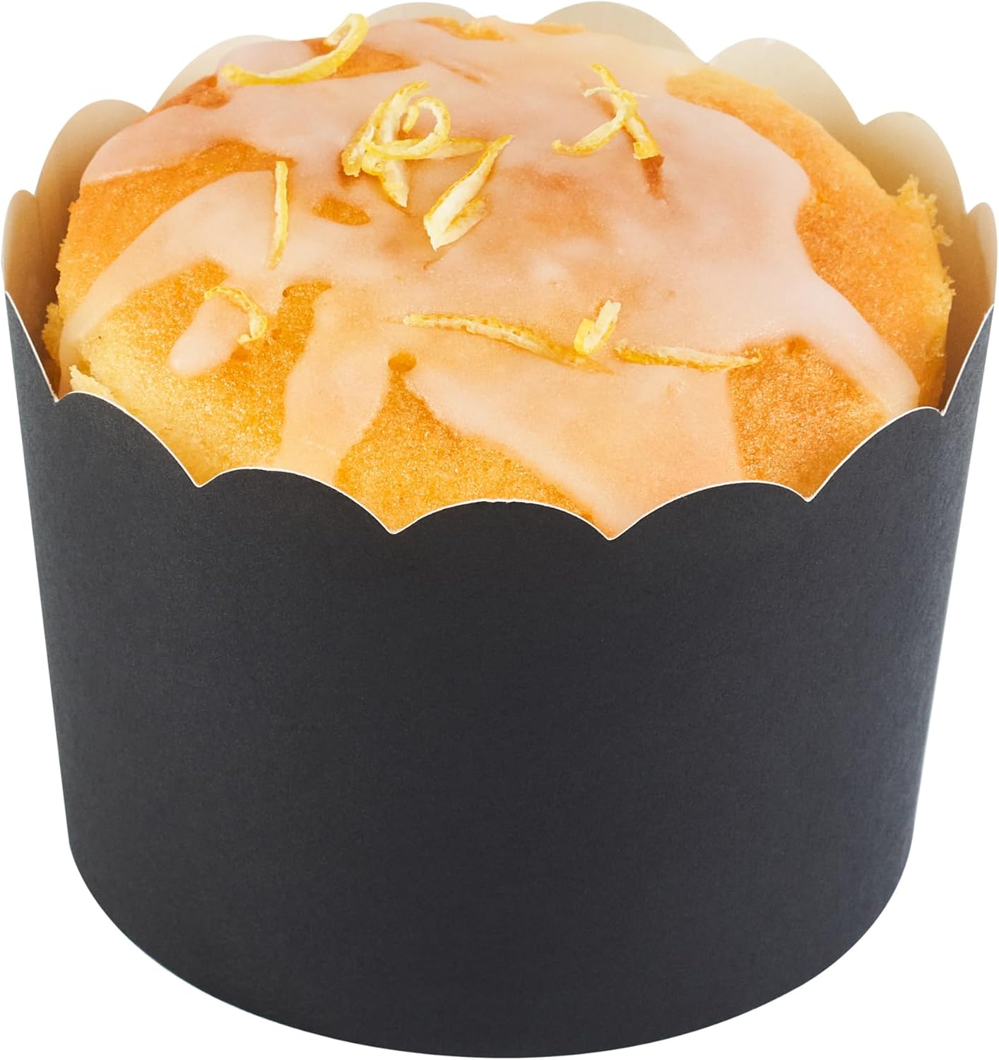Panificio 10 Ounce Cupcake Wrappers, 200 Scalloped Baking Cups - Oven-Ready, Greaseproof, Black Paper Cupcake Liners, Disposable, For Birthdays, Baby Showers, Or Weddings - Restaurantware