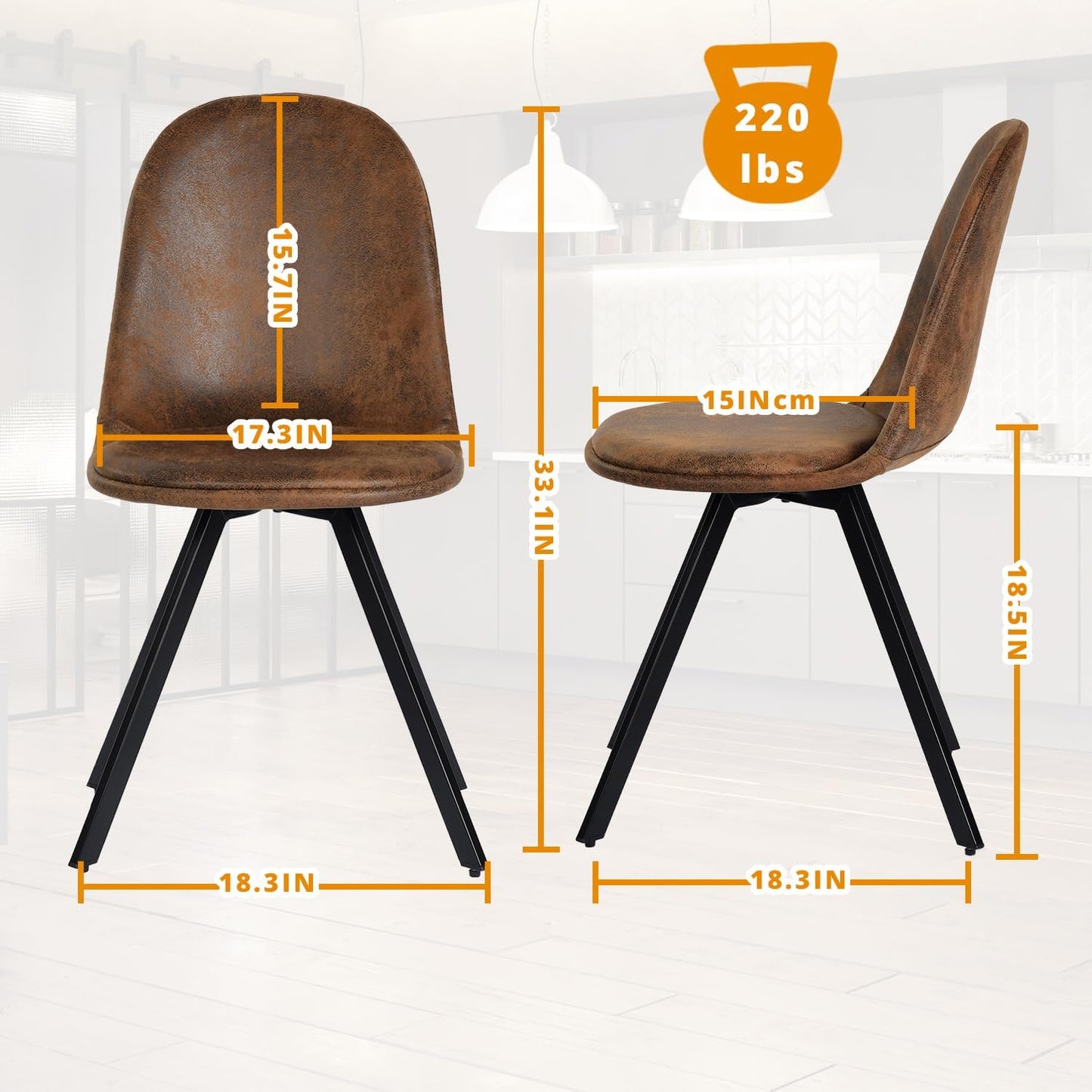 Homy Casa Swivel Dining Chairs Set of 4, 360° Rotating Side Chairs, Mid Century Modern Style Chairs Accent Chairs with Metal Frame for Kitchen, Dining Living Dressing Room, Bedroom, Brown