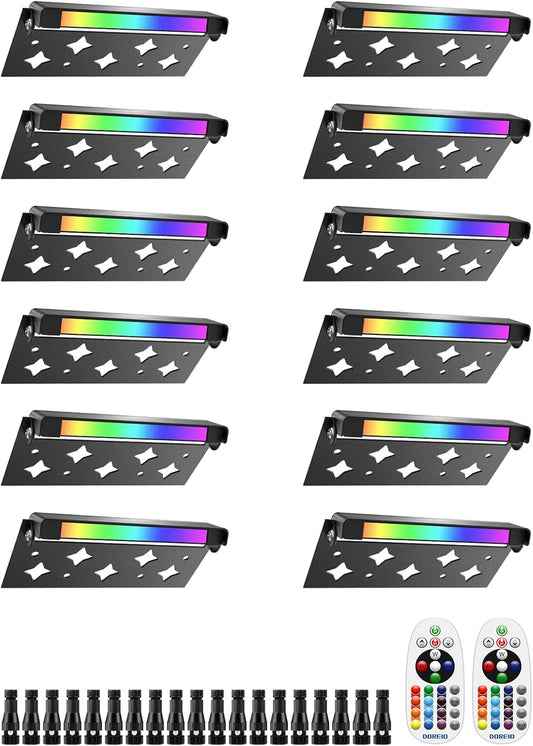 5W RGB Retaining Wall Lights 7 inch LED Hardscape Lighting Color Changing Low Voltage Landscape Paver Lights 12V Step Lights Outdoor Waterproof Stair Deck Lighting (12 Pack+Connectors)