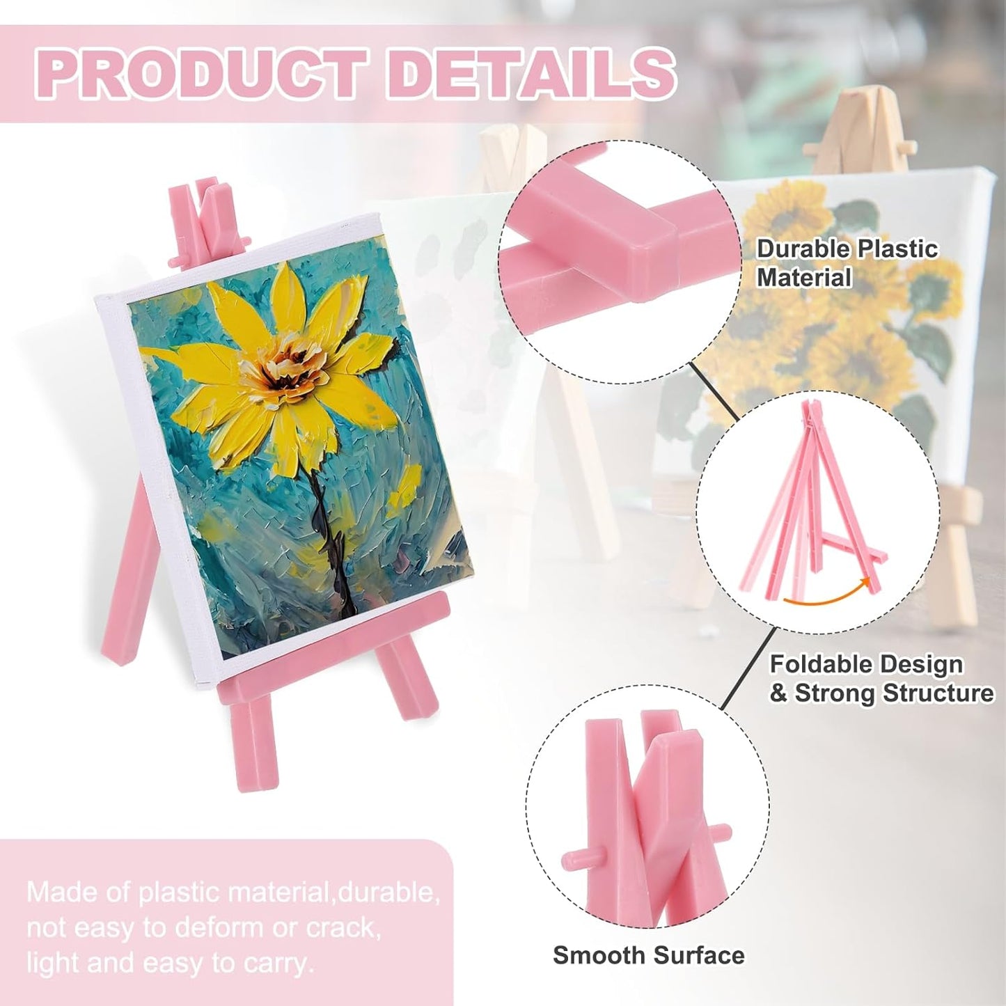MECCANIXITY Mini Plastic Display Easels, 6.3"x3.4"A-Frame Plastic Painting Tabletop Easels Holder Stand for Photos Cards Artists Beginners Displaying Small Canvases Art(Pack of 12, Blue)
