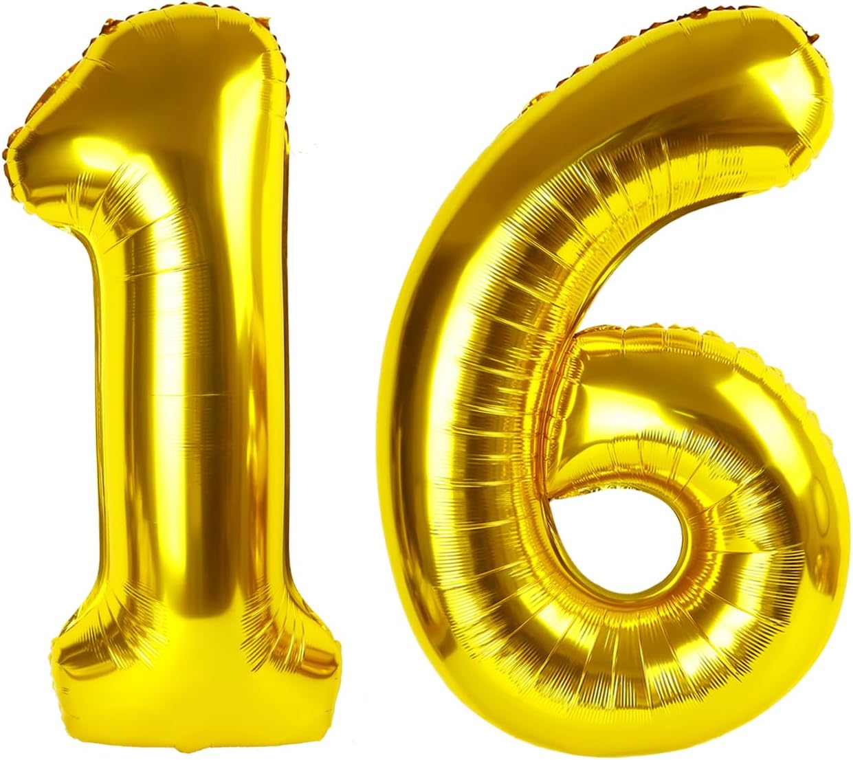 40 Inch Gold Mylar Foil Number 16 Birthday Balloon, Digital Balloons for 16 Sixteen Boy Girl Party Decorations Supplies, Big Helium Balloon Numbers for 16 Anniversary Graduation