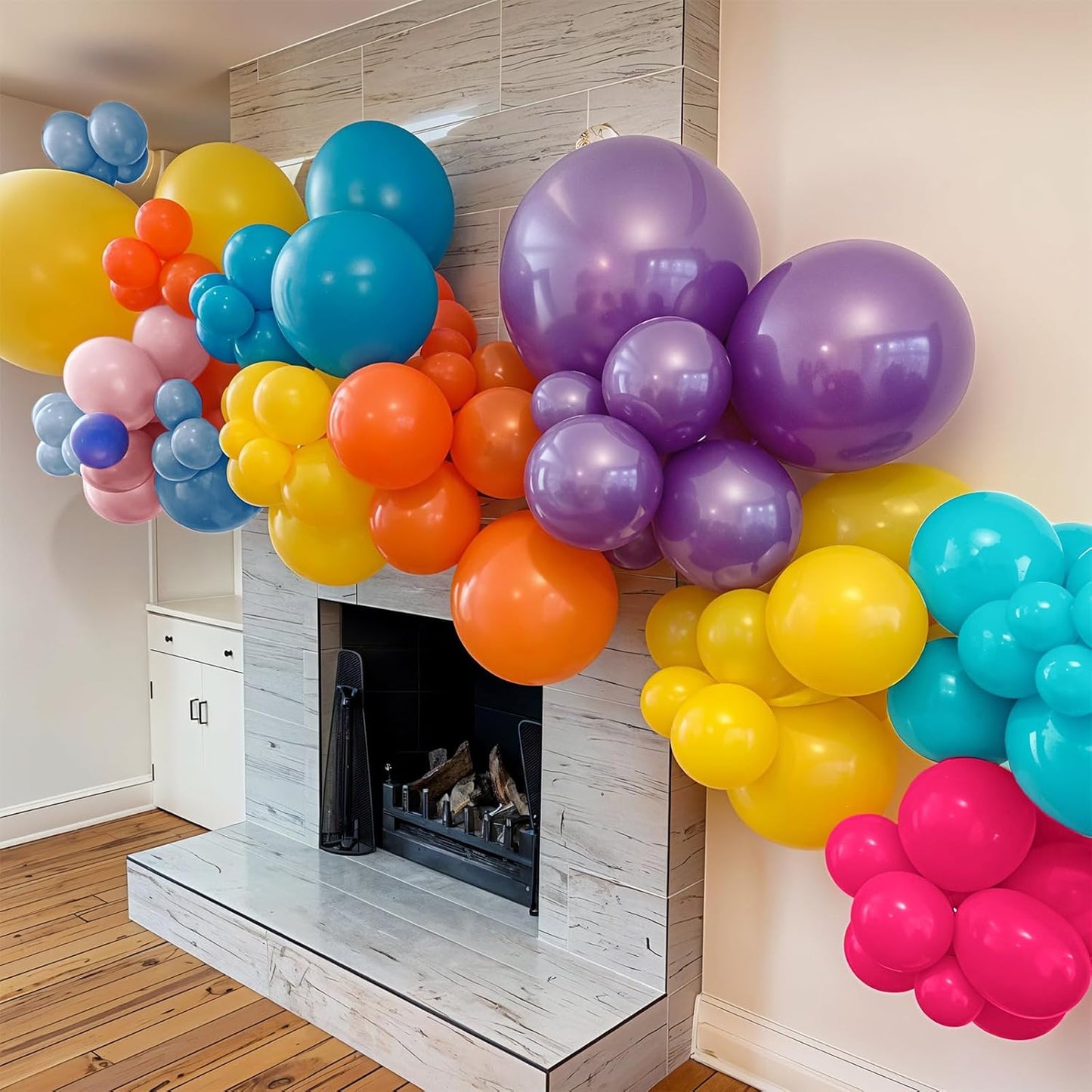 Tropical Balloons, 12 Inch Multicolor Rainbow Ballons Fruit Green Slate Blue Matt Orange Hot Pink Yellow Blue Purple Balloon for Birthday, Baby Shower, Wedding, Summer Party DIY Decorations