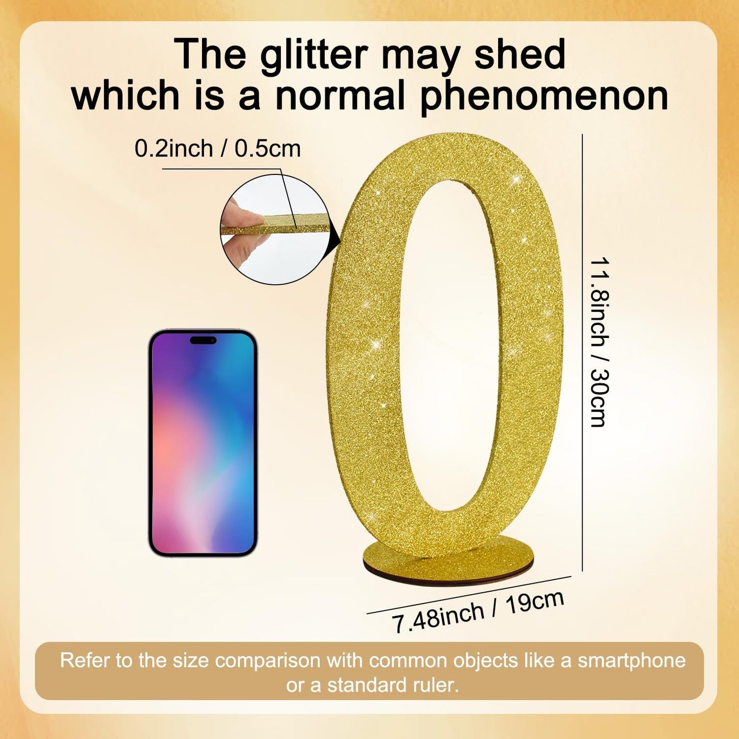 TONIFUL 11.8 Inch Gold Glitter Numbers Table Centerpieces 0-9 Birthday Party Decorations,Shining Gold Digital 0 for Birthday Party,Wedding,Bridal Shower,Engagement,Photo Shoot,Anniversary