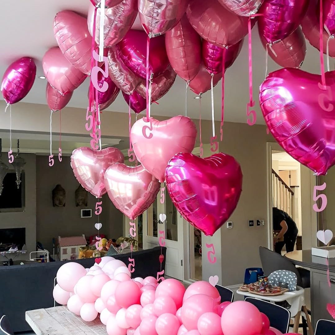 Pink Heart Shaped balloons Pack of 12,18 Inch Love Valentine Balloons Heart Romantic Balloons For Valentines Day Propose Marriage Wedding Bridal Shower Engagement Party Decorations