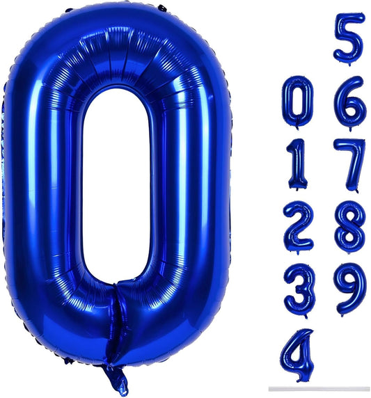 40 Inch Balloon Number 0 Navy Blue, Large Foil Dark Blue Number Balloons Set 0-9, Royal Blue Digital 0 Helium Balloons for Boys 10th 20th Birthday Anniversary Party Decoration Supplies