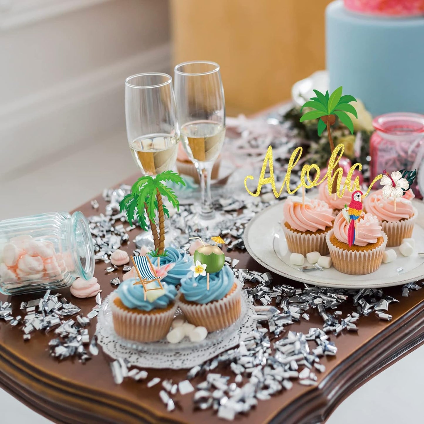 54 Pcs Cupcake Toppers and Cake Decorations for Celebrating Birthday, Anniversary, or Party Supplies