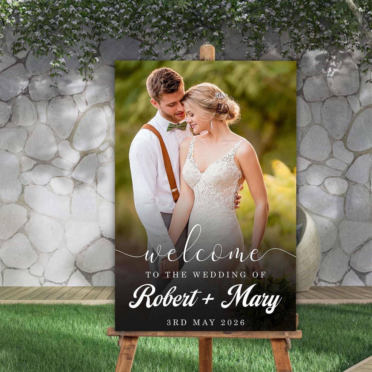 Personalized Photo Wedding Welcome Sign Template, Modern Minimalist Reception Sign, Welcome Wedding Board