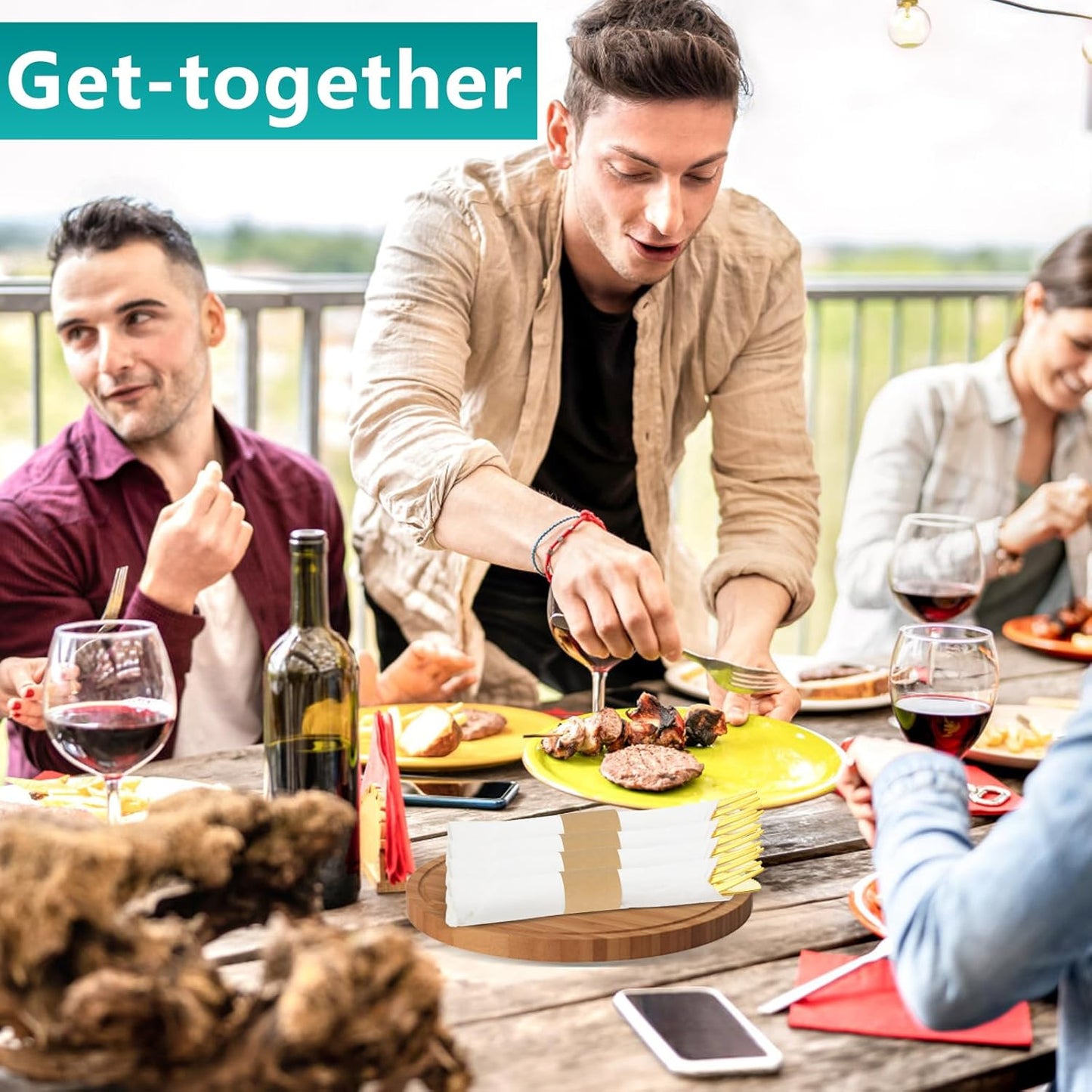 Paper Napkin Bands,Napkin Rings Self Adhesive,Silverware Wraps Bands(Kraft,2000 pcs)