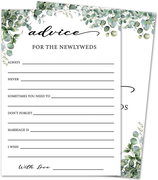 Eucalyptus Bridal Shower Game Cards - Advice for The Newlyweds, Wedding Advice and Wishes for The Mr and Mrs Bridal Shower Games for 30 Guests, Engagement Activity Supplies & Favor/A16