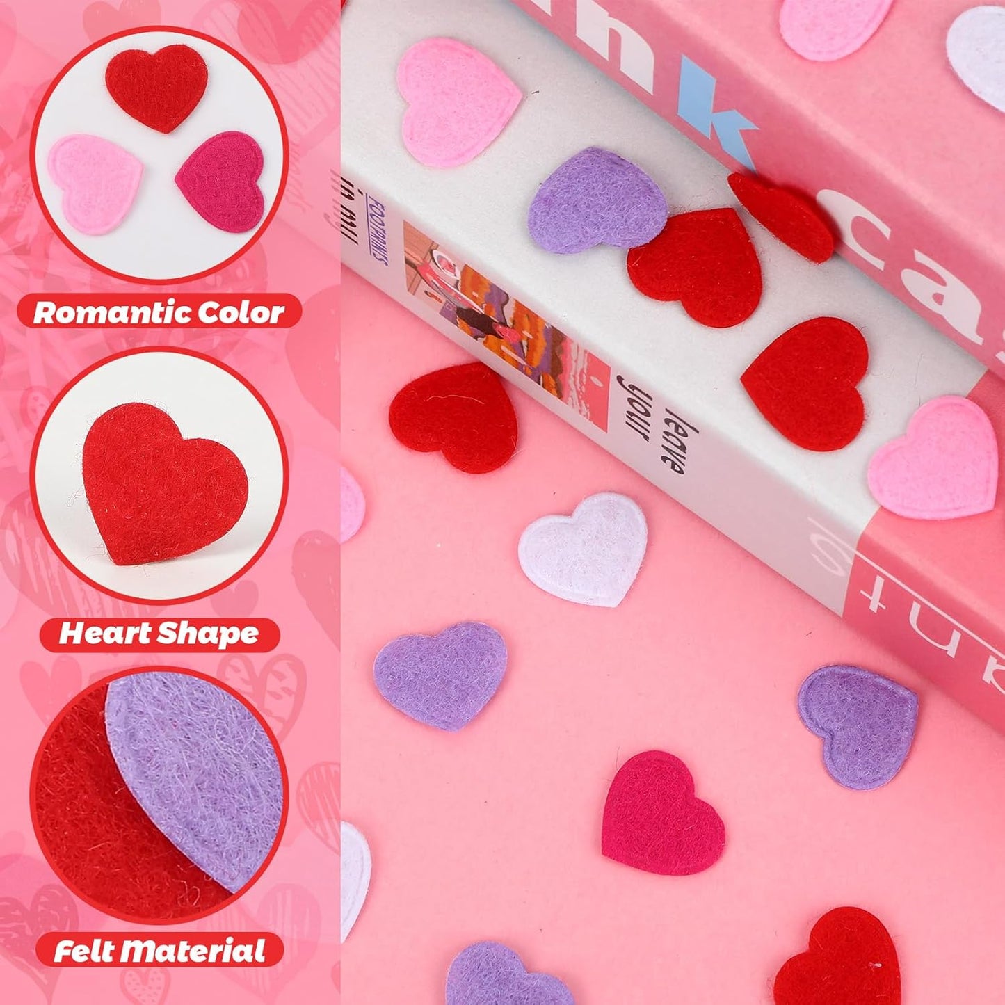 MARFOREVER Valentine's Day Felt Hearts Confetti, Heart Decorations Foam Confetti for Wedding, Mother's Day Supplies - Romantic Heart Shape Balls Sprinkles