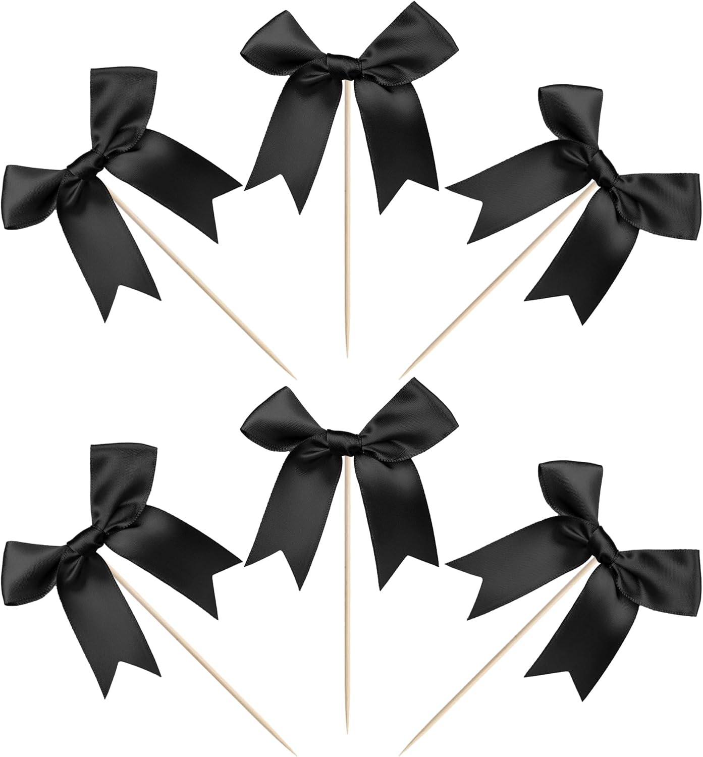 24 PCS Bow Cupcake Toppers Bowknot Cake Toppers Bow Cupcake Picks Bowknot Birthday Party Decorations Bow Cake Dessert Picks for Wedding Bridal Engagement Baby Shower Birthday Party Supplies Black