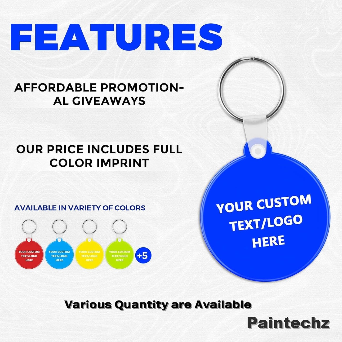 Custom Round Soft Keychains 100 Pack, Personalized Logo, Text Bulk - Perfect for Tradeshows, Party Favors, Events - Customizable Key Tags