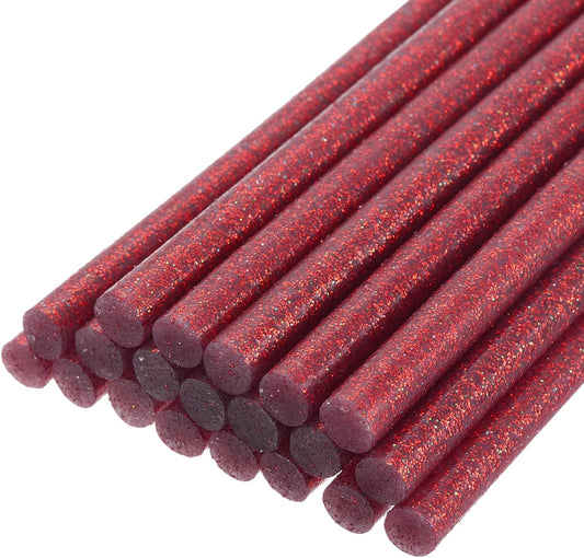 uxcell 20pcs Hot Glue Sticks for Glue Gun 11mm/0.43-inch x 11-inch Mini Hot Melt Adhesive Glue Stick Glitter Red