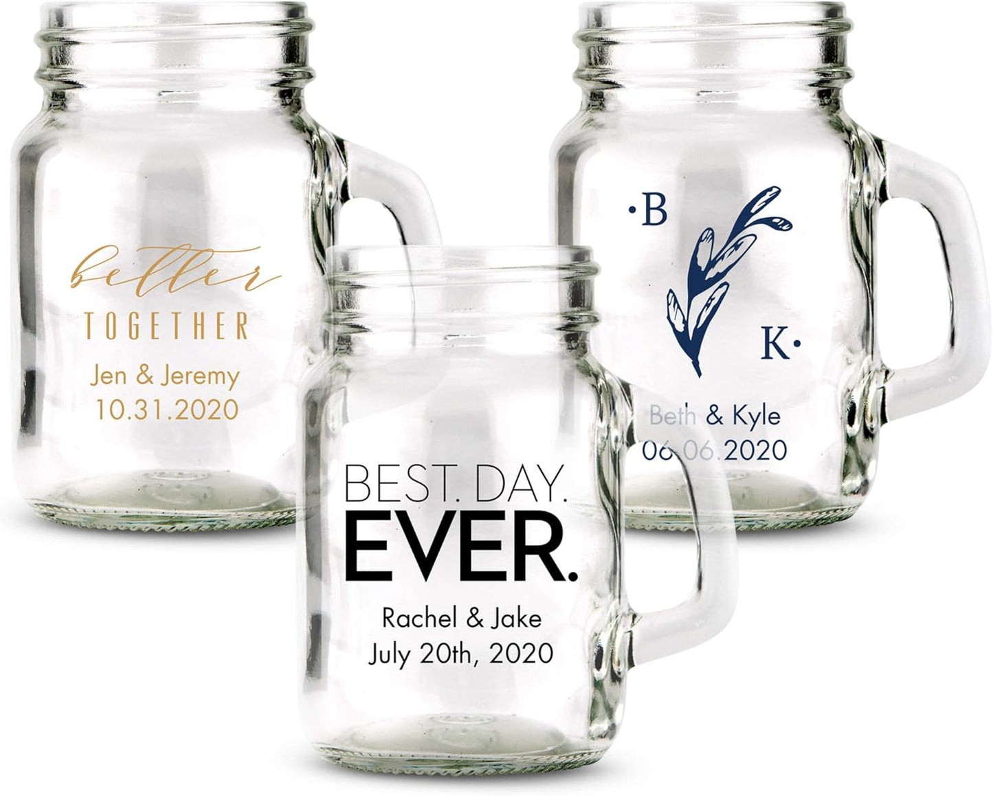 WEDDINGSTAR Personalized 4oz Mini Mason Jar Shot Glass Customizable Full Color Print - 120 pack