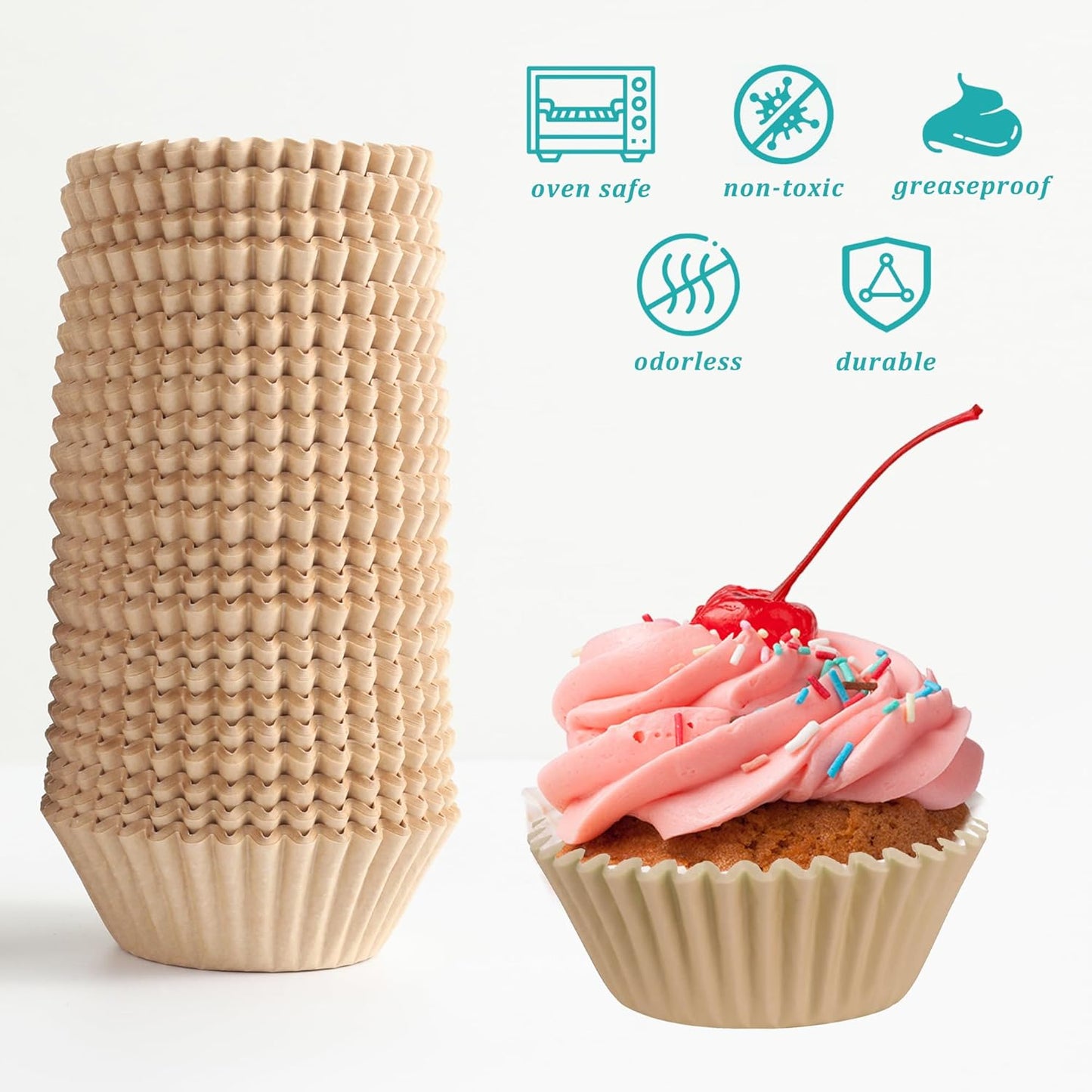 1.4 inch 1000-Count Mini Cupcake Liners Bright Colorful Muffin Baking Cups, Odorless,Baking Paper Cups for Baking Candy Cooking，Upgraded & Food Grade Grease-Proof Paper(Brown, 1.4 Inch)