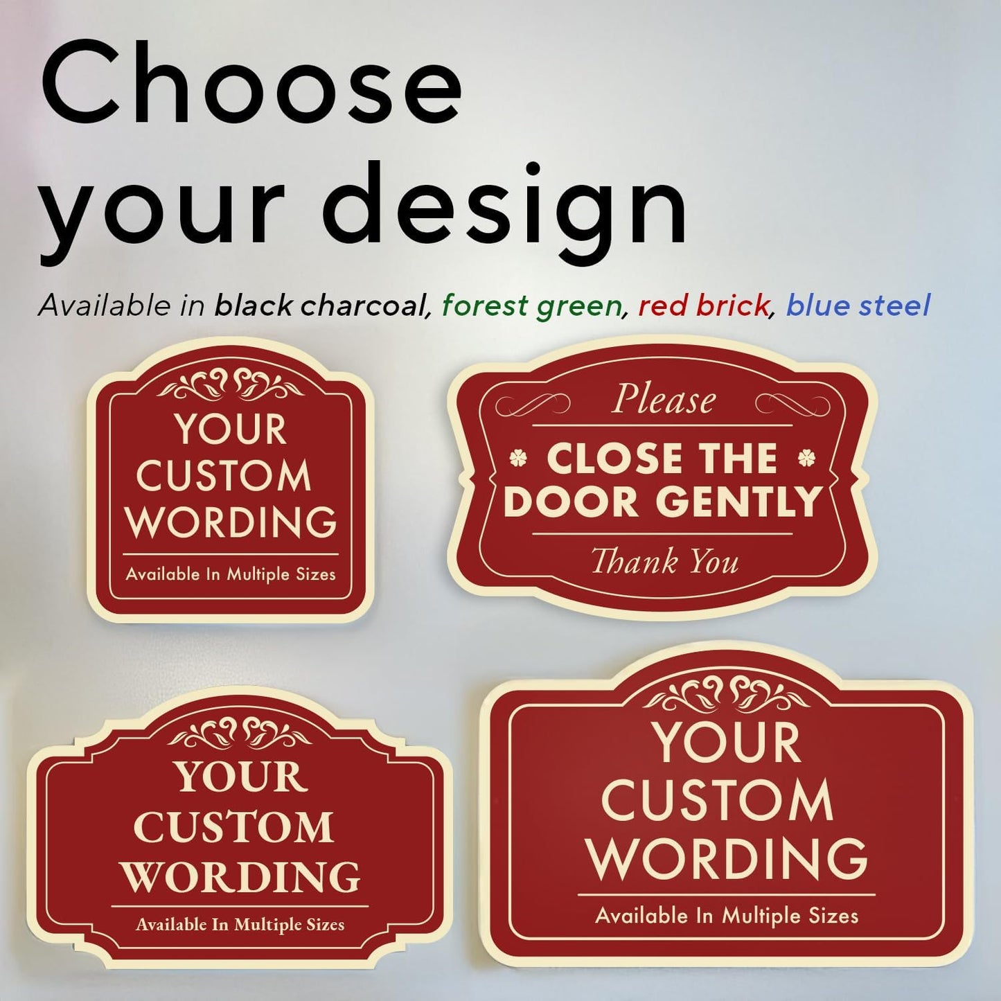 Custom Decorative Outdoor Metal Sign - Personalized Aluminum Driveway Sign, Waterproof, Made In USA - Design 1 Red Brick 12x8 In
