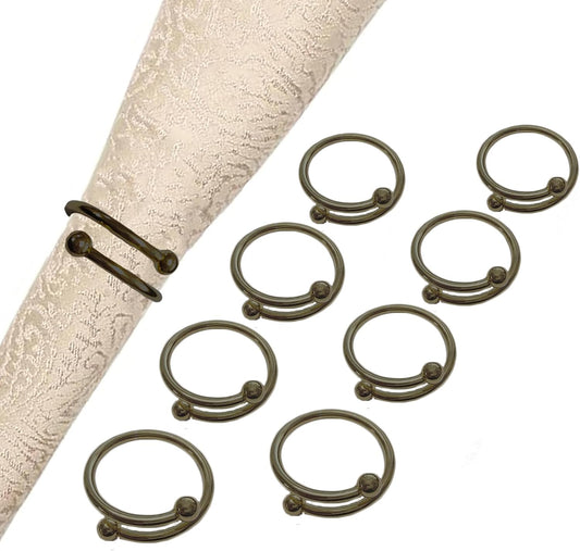8 Pcs Black Napkin Rings - Round Napkin Ring,Stainless Steel Napkin Rings,Metal Napkin Ring for Table Settings Wedding Christmas Party Dinner Table(Spring Type)