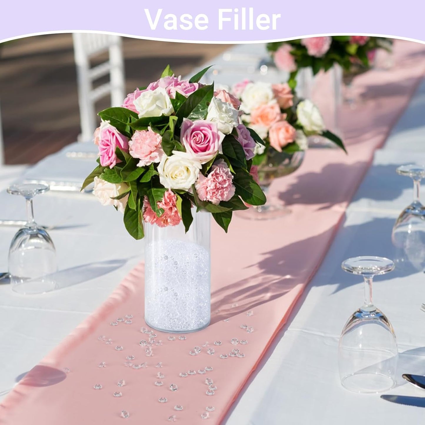 SUREAM 4500PCS Clear Ice Rocks for Vase Filler, 6mm/0.24Inch Acrylic Diamonds Gems, No Holes Faux Acrylic Treasure Crystals for Art Crafts, Wedding Table Scatter, Birthday Party Decoration