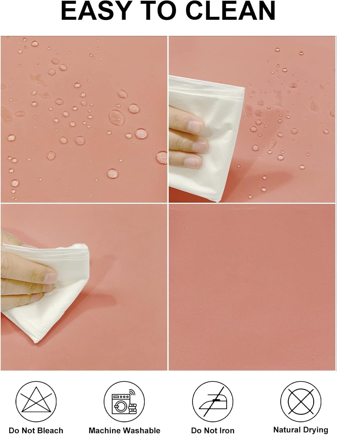 Fokitut 2 Pack Waterproof Rectangle Tablecloth, 90x132 Inch,Stain Resistant and Wrinkle Polyester Table Cloth, Fabric Table Cover for Kitchen Dining, Wedding, Party, Holiday Dinner-Dusty Pink