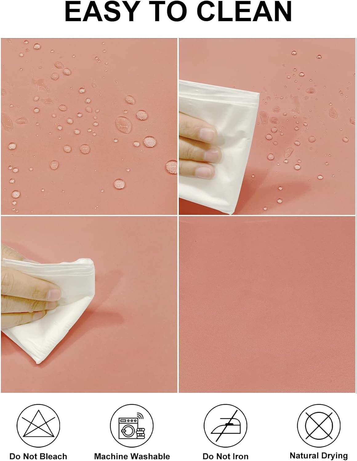 Fokitut 2 Pack Waterproof Round Tablecloth, 132 Inch, Stain Resistant and Wrinkle Polyester Table Cloth, Fabric Table Cover for Kitchen Dining, Wedding, Party, Holiday Dinner-Dusty Pink