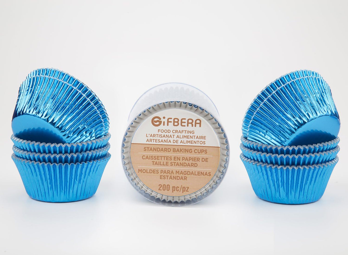 Gifbera Blue Foil Cupcake Liners Standard Muffin Wrappers for Baking, 200-Count