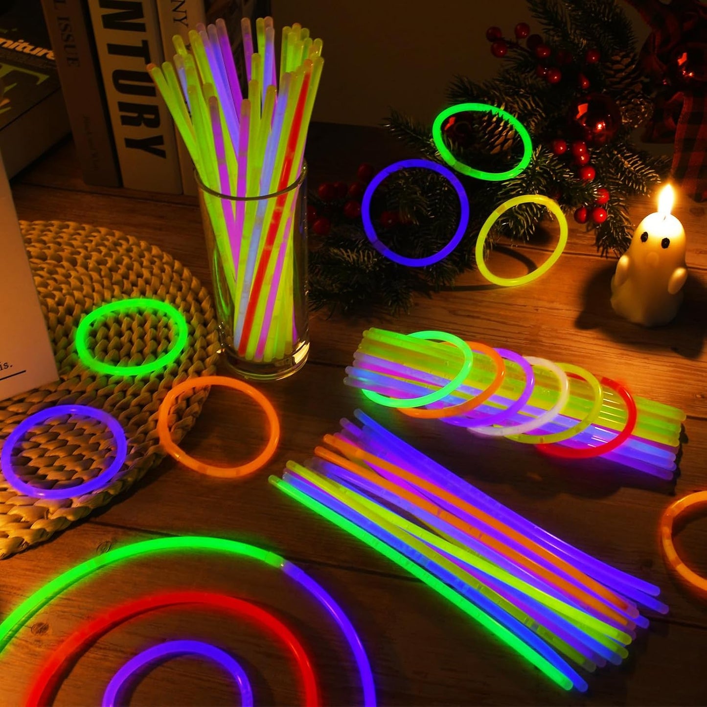 60 Pack 8” White Glow Sticks Bulk Bright Glow Sticks with 60 Connectors 20 Heart Glasses Glow In The Dark Party Supplies Neon Party Decorations Glow Bracelet Glasses for Carnival(White)