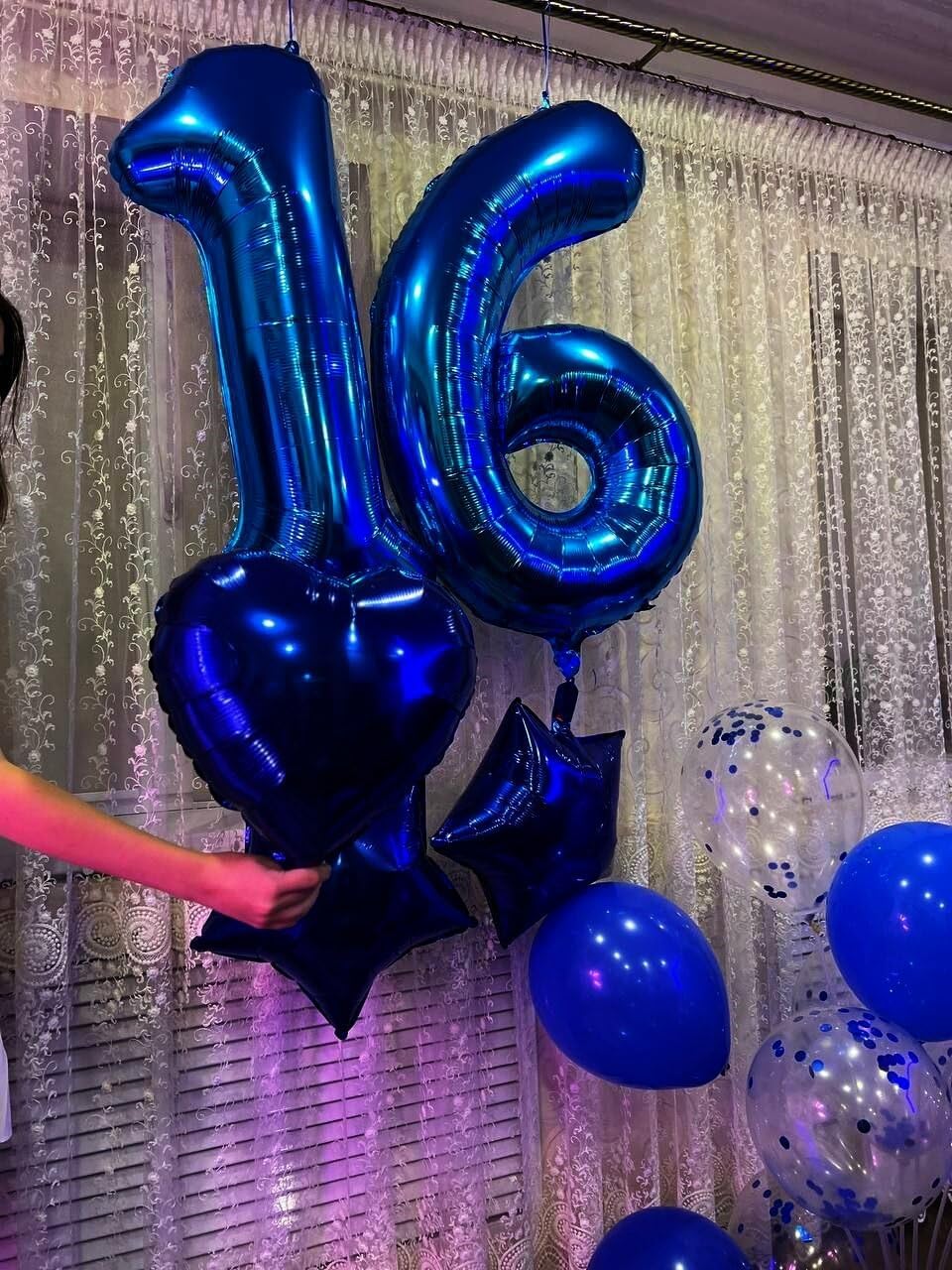 Big Night Blue 40 Inch 9 Balloon Number, Jumbo Giant 9th 19 29 39 49 99 Birthday Party Decorations, Large Night Blue Foil Balloons Anniversary Birthday Party Engagement Decorations