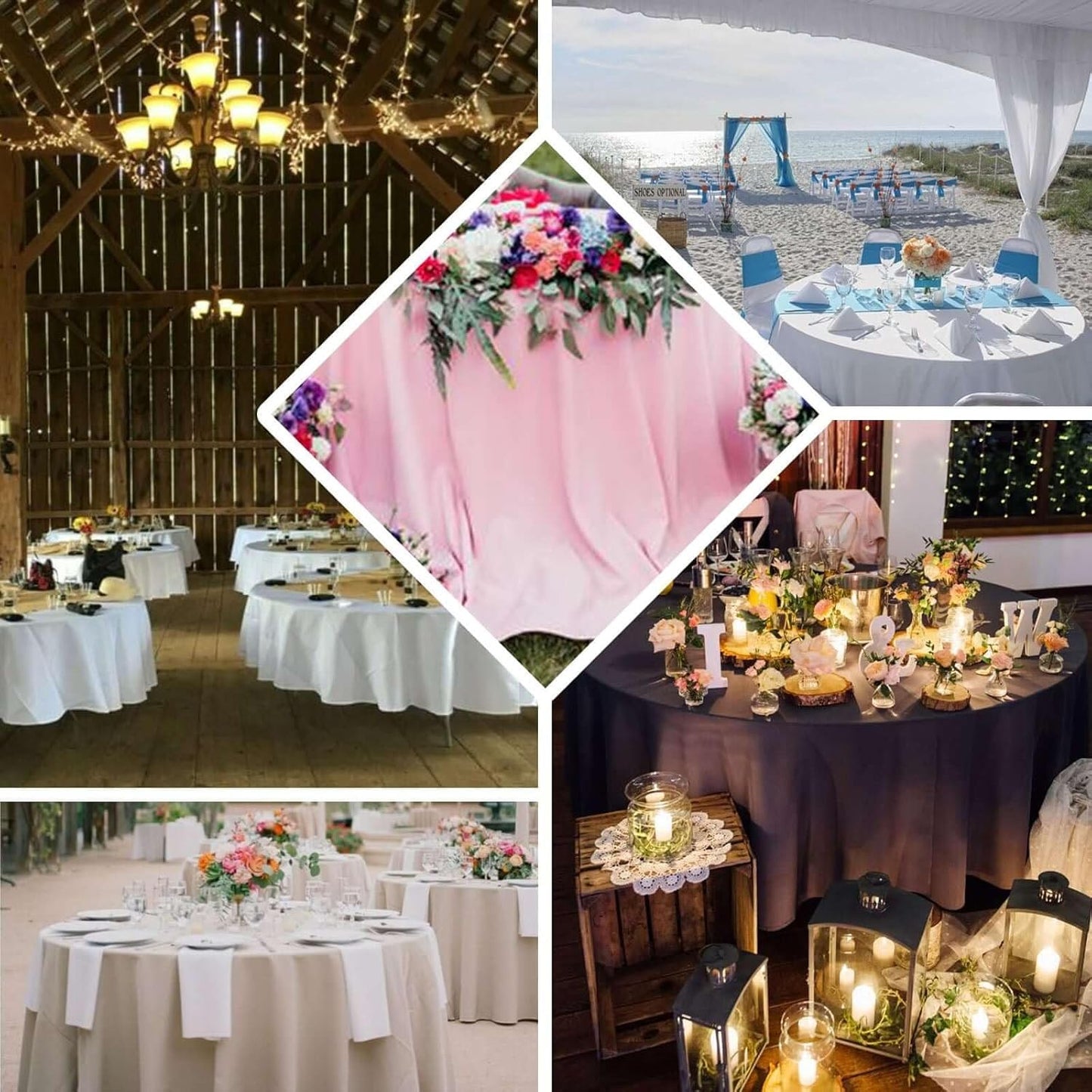 Efavormart Round Tablecloth, 108 Inch Stain & Wrinkle Resistant Washable Table Cloth, Decorative Polyester Fabric Table Cover for Banquet, Wedding, Dining- Blush