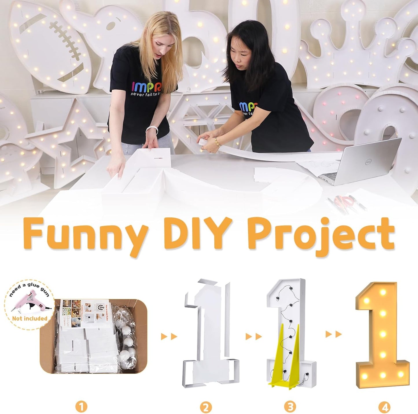 imprsv 3FT Marquee Numbers, Light Up Numbers for 9th 90th Birthday Decorations Anniversary Party Decor, Number 9 Light Up Number, Pre-Cut Foam Board Kit