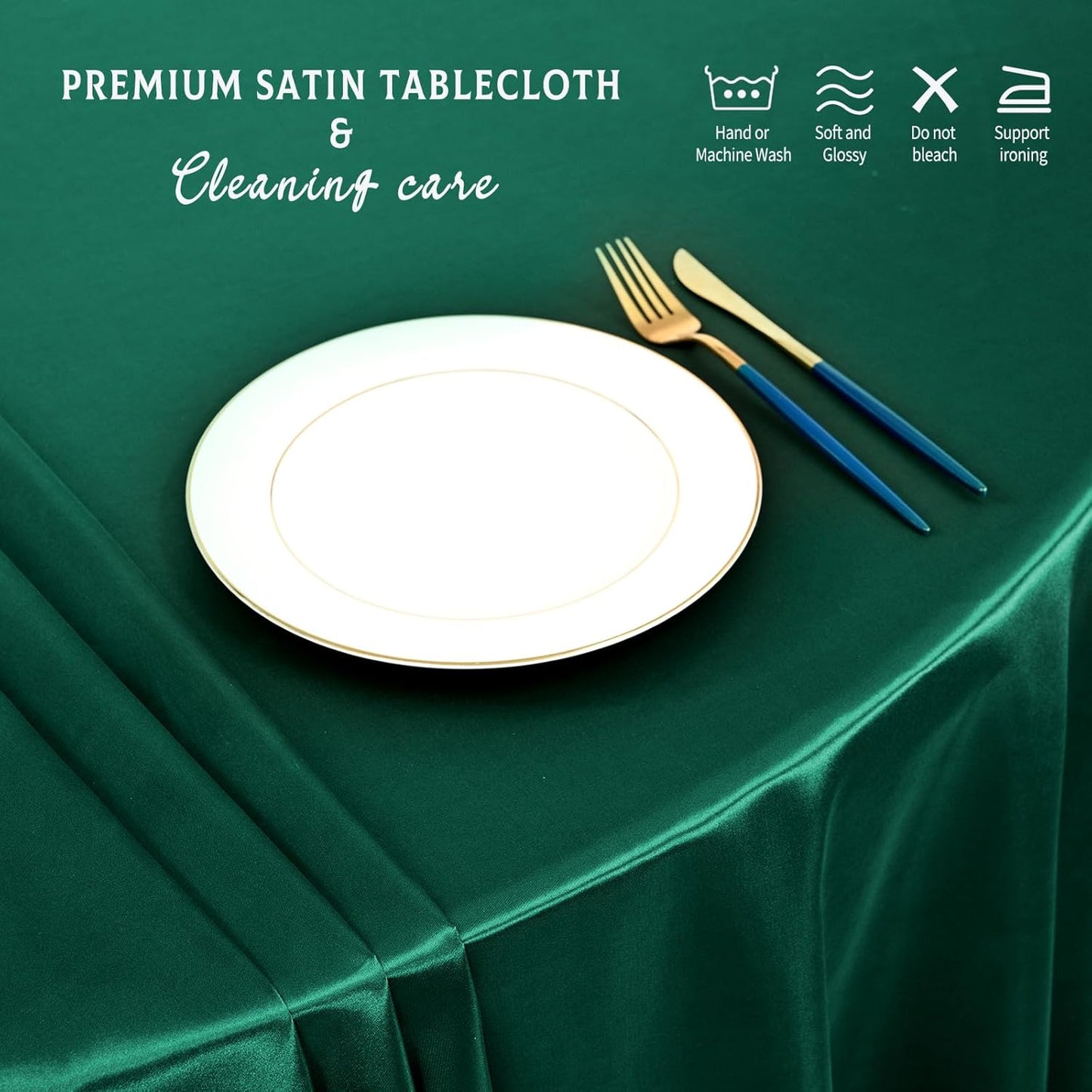 6 Packs Satin Tablecloth 120 Inch Dark Green Round Table Cloth Silk Tablecloth Smooth Fabric Overlay Satin Table Cover Decoration for Wedding Party Banquet Events