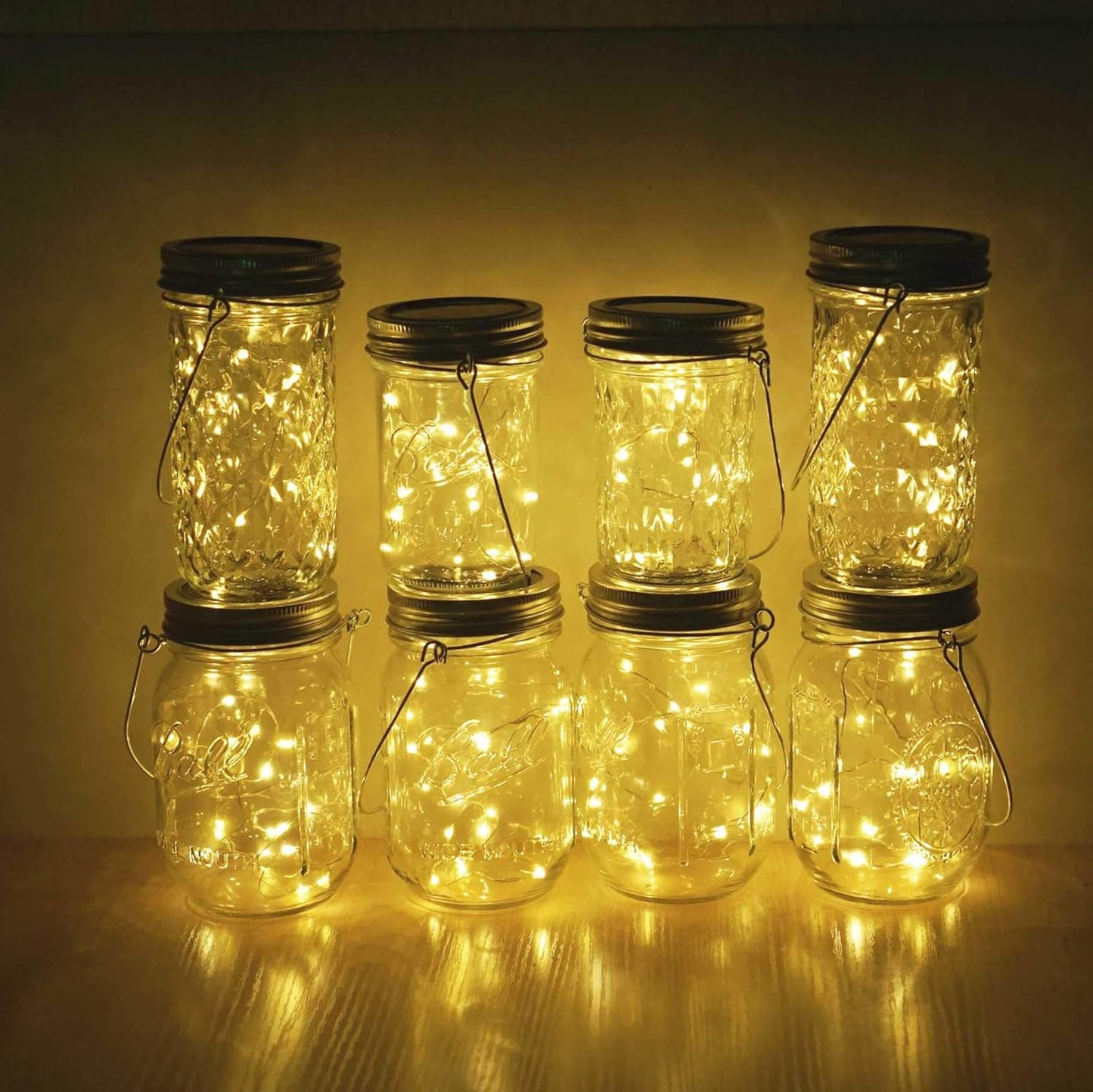 Miaro Solar Mason Jar Lights with Hanger, 6 Pack 10 LED Waterproof Warm White Fairy String Lights(NO Jars) - Perfect for Garden, Deck, Patio, Party, Wedding and Christmas Decorative Lighting