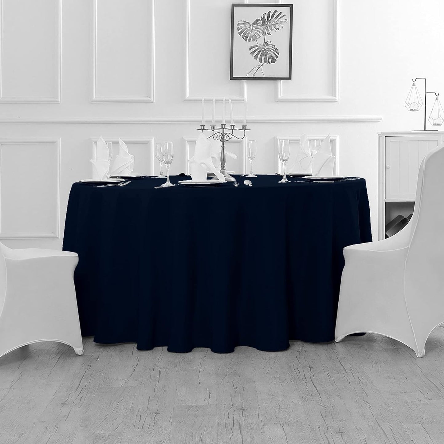 Fokitut 6 Pack Round Tablecloth, 70 Inch, Stain Resistant and Wrinkle Polyester Table Cloth, Fabric Table Cover for Kitchen Dining, Wedding, Party, Holiday Dinner-Navy