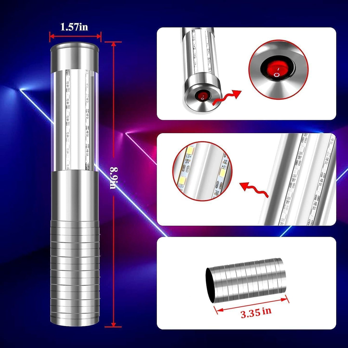 Strobe Baton Light,Stage Handheld Light,Champagne Bottle Sparklers, Recharge led Bottle Service Lights - for Bar Club Birthday Weddings Parties (Sliver 4 PC)