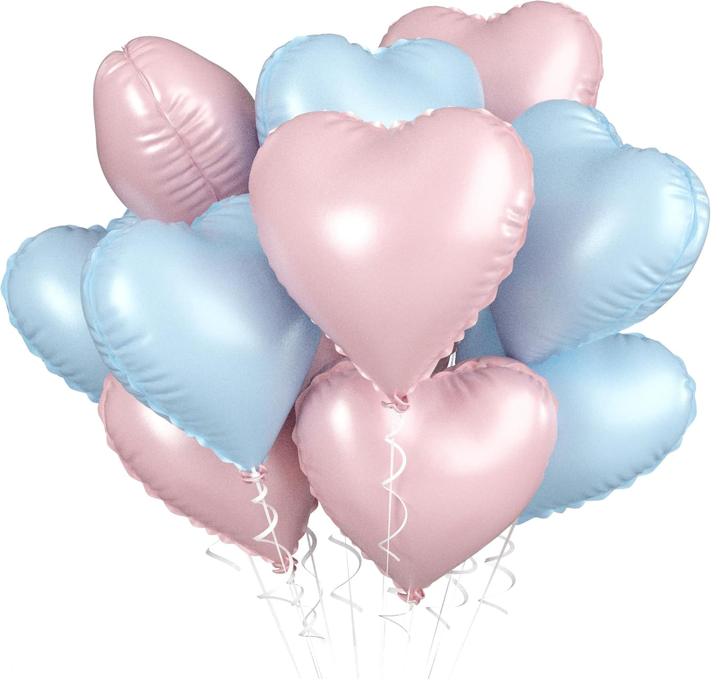 Pink Blue Heart Balloons, 18 Inch Pastel Blue Pink Foil Balloons, 18 Inch Light Pink and Blue Heart Shape Balloon for Girls Boys Birthday Baby Shower Gender Reveal Party Decorations