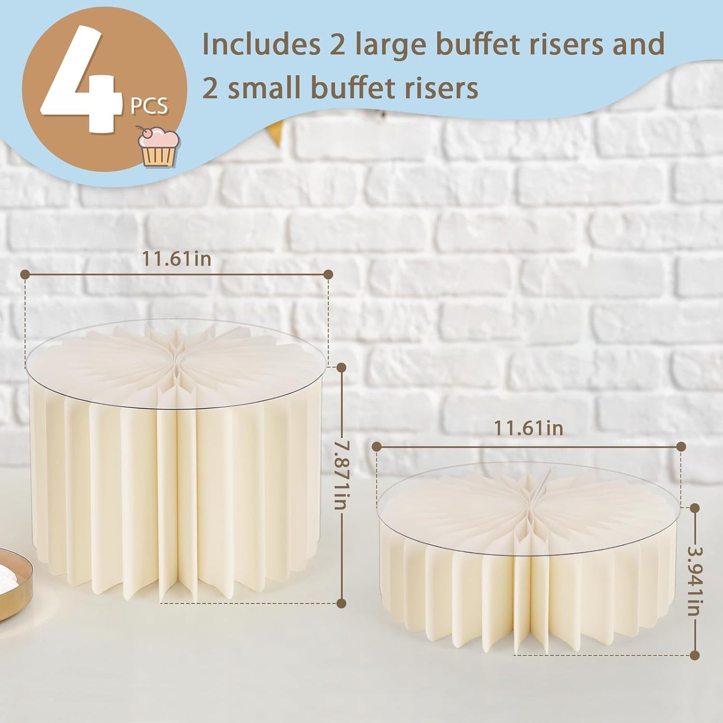 4 Pcs Buffet Risers, Food Risers for Buffet Table, White Food Display Risers for Party Buffet Risers and Stands for Show Catering Desserts, Food, Jewelry (4 Pcs)