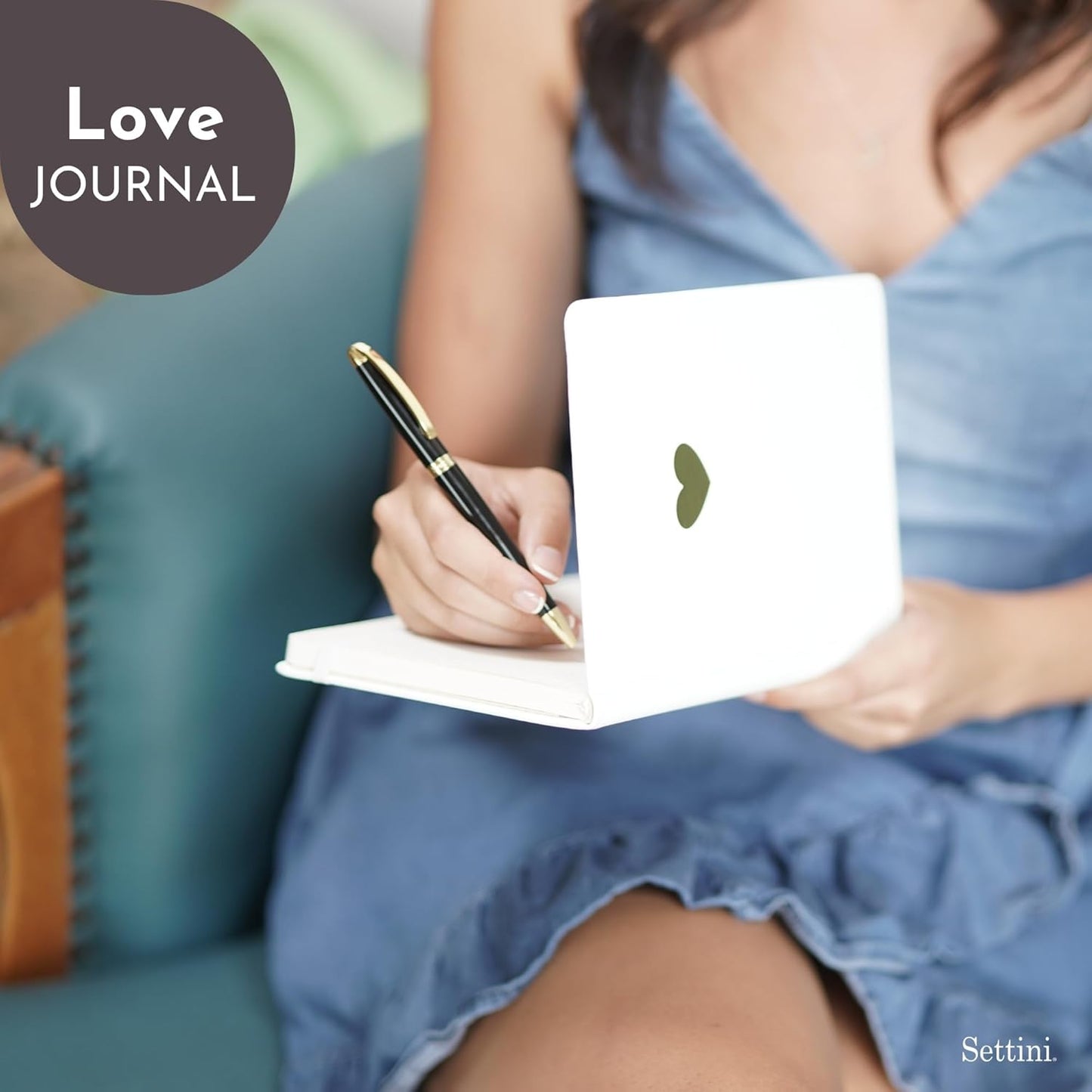 SETTINI Lined Journal, Ideal for Journaling - A5 Vegan Leather Notebook, 192 Archival-Quality Pages, QuillEase Bleed-Free Paper, Inner Pocket & Bookmark - Bride Gifts for Women, White Heart