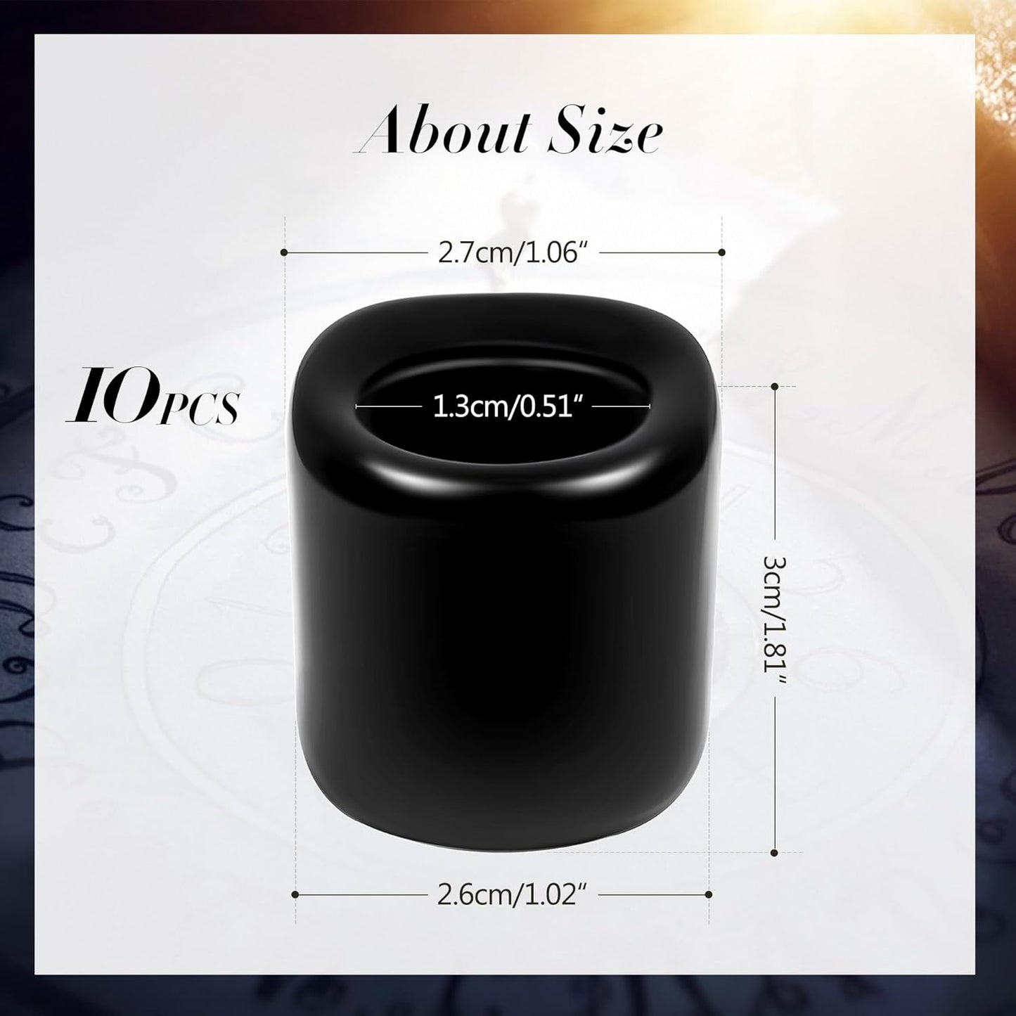 Black Spell Candle Holders 10 PCS, KSWING 1/2 Inch Diameter Ceramic Chime Ritual Candlestick Holders, Great for Casting Meditation Rituals Prayer Birthdays Altar Vigil Witchcraft Wiccan Supplies
