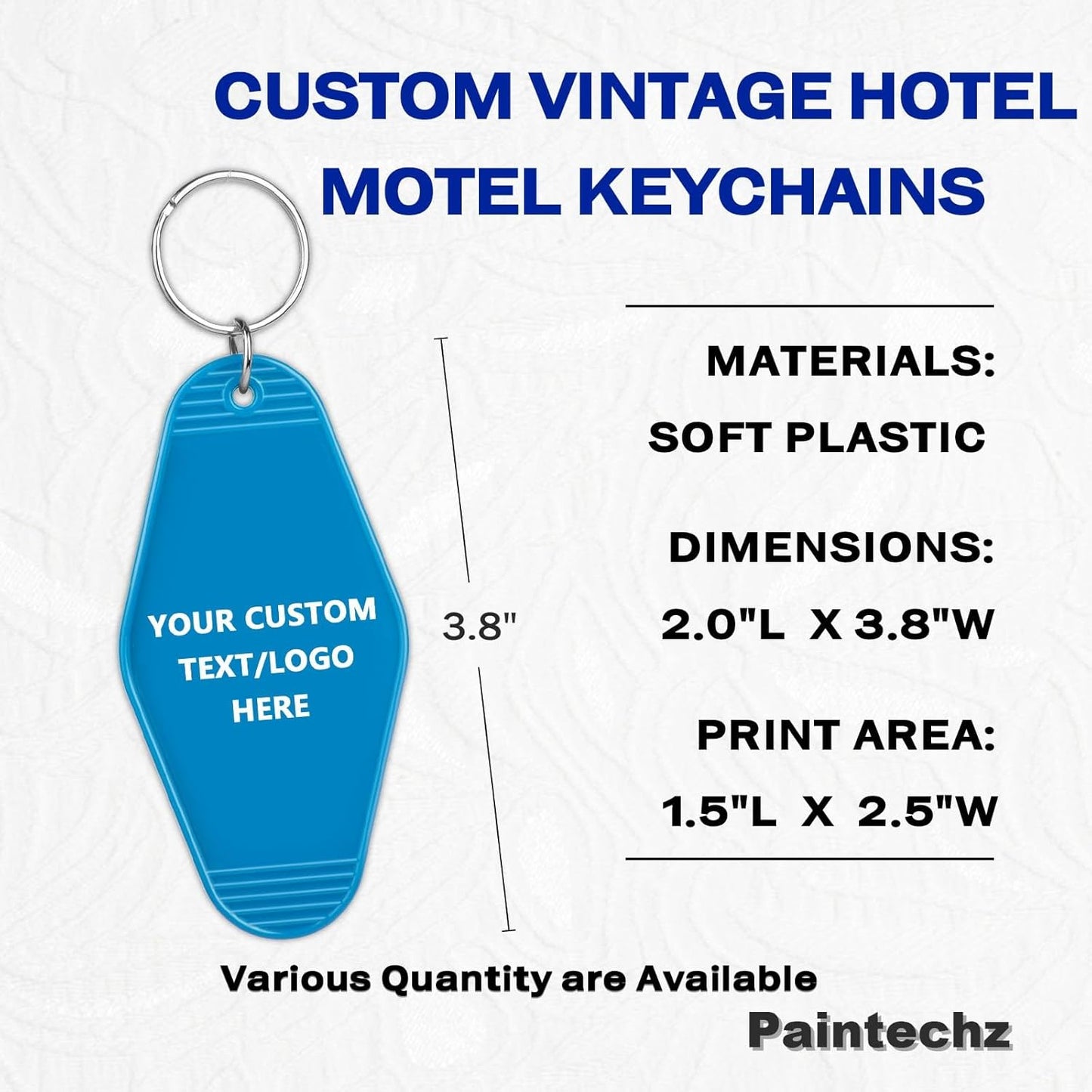 Custom Vintage Hotel Motel Keychains 50 Pack, Personalized Logo, Text Bulk - Perfect for Tradeshows, Campaign Gifts - Customizable Key Tags