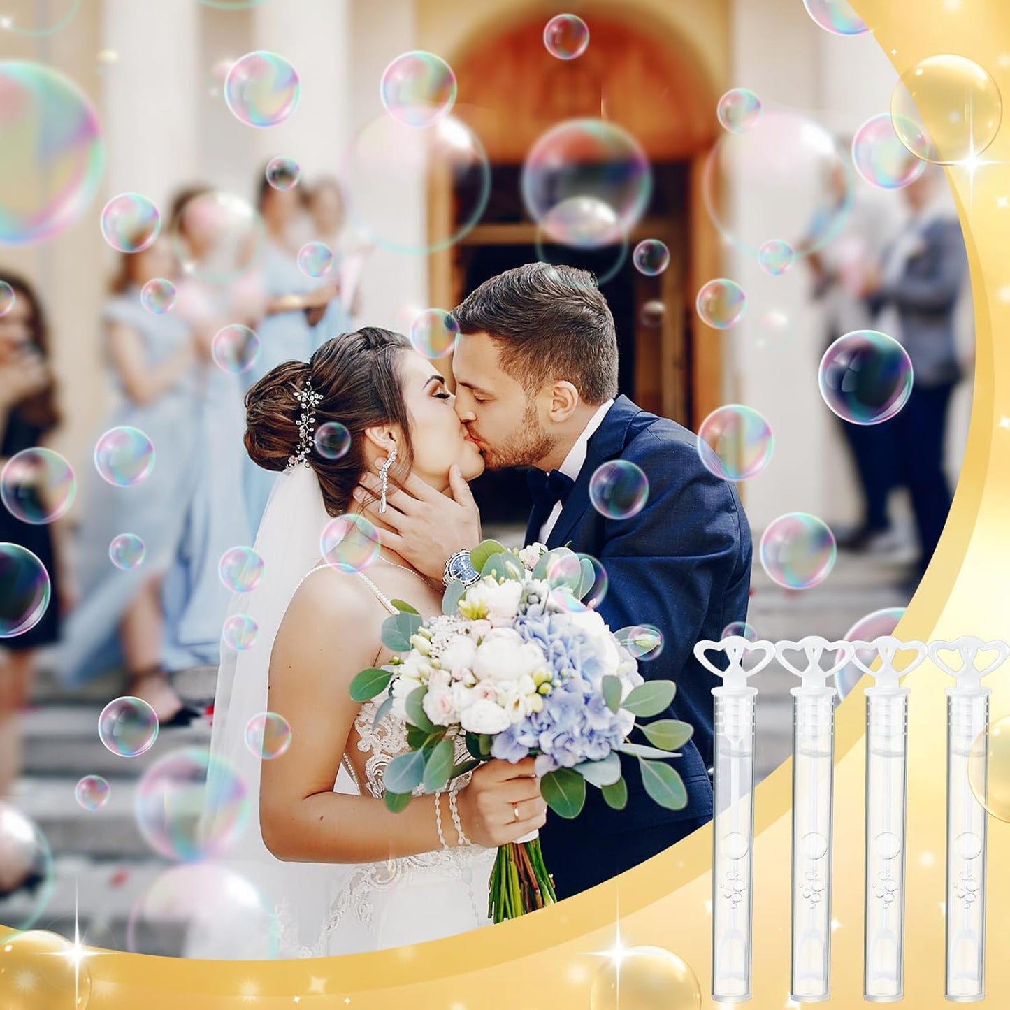 150 Pcs Bubble Wands Bulk for Wedding Party Mini Heart Wand with Bubble Solution for Wedding Bridal Showers Valentine Anniversary Graduation Birthday Supplies(White,Double Heart)