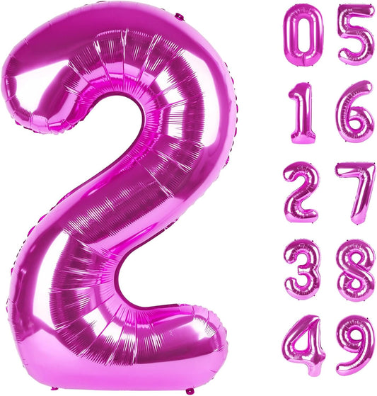 Rosy Purple 40 Inch Big Number Balloon Birthday Decoration, Number 2 Helium Balloon 12 20 22 23 24 26 2026 New Years Celebration, Boy Girl Baby Anniversary Party Graduations Supplies Decorations