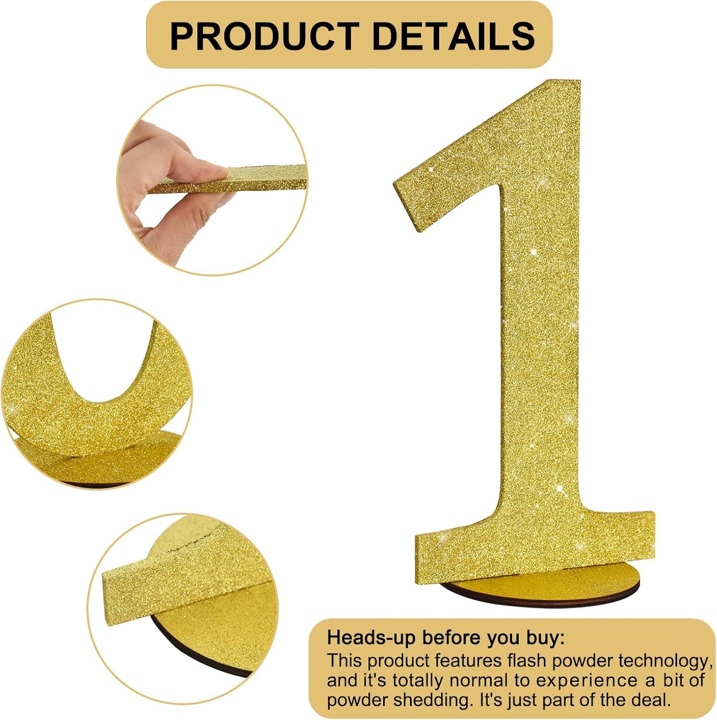 TONIFUL 11.8 Inch Gold Glitter Numbers Table Centerpieces 0-9 Birthday Party Decorations,Shining Gold Digital 1 for Birthday Party,Wedding,Bridal Shower,Engagement,Photo Shoot,Anniversary