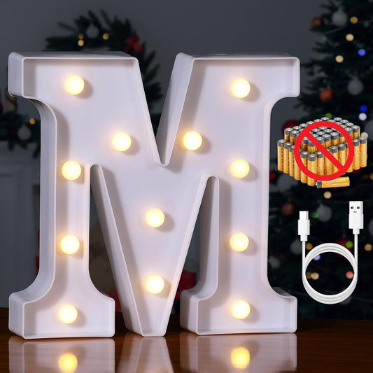 Foaky Rechargeable LED Letter Lights Sign Marquee Light Up Letters Sign for Night Light Wedding/Birthday Party Christmas Lamp Home Bar Decoration (M)