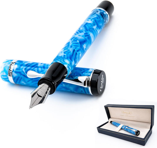 Conklin Duragraph Fountain Pen Ice Blue - Flex Nib, Dynamic Writing Tool with Cool Blue Finish
