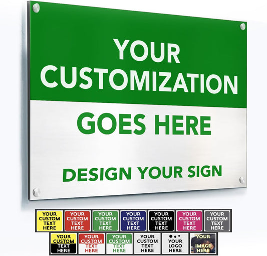 Custom Outdoor Metal Signs, Personalized Aluminum Signs, Customized Safety Signs, Metal Business Signs, Waterproof Outdoor Business Signs, White Aluminum (Green & White, 18x12 In)